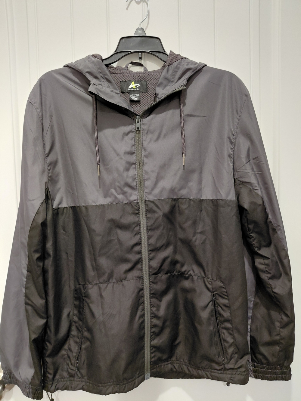 Athletech Two-Tone Hooded Windbreaker Jacket - Gray & Black